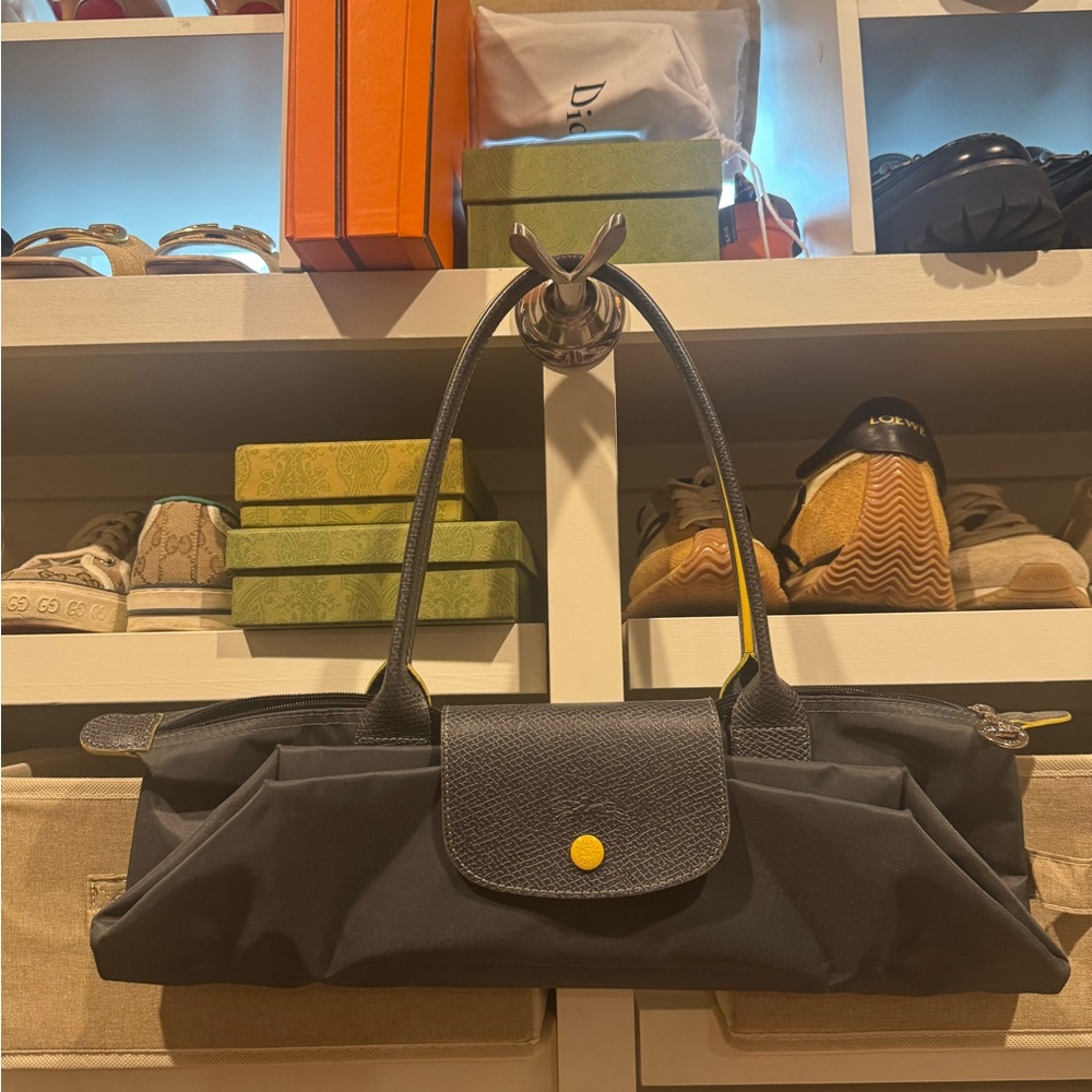 Longchamp Black Tote with Yellow Trim - Picture 8 of 12